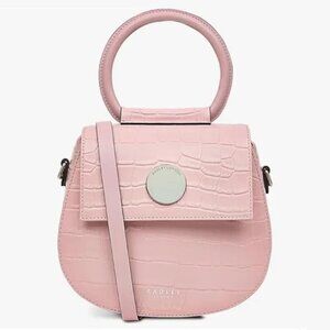 NEW Radley London Rope Walk Croc Embossed Leather Pink Crossbody Handbag $268